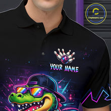Load image into Gallery viewer, Custom Neon Funny Alligator Bowling Jersey for Men Bowling Tournament Polo &amp; 1/4 Zip Bowling Team Shirts HNT219