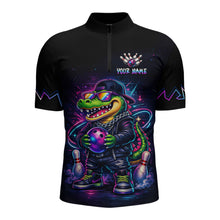 Load image into Gallery viewer, Custom Neon Funny Alligator Bowling Jersey for Men Bowling Tournament Polo &amp; 1/4 Zip Bowling Team Shirts HNT219