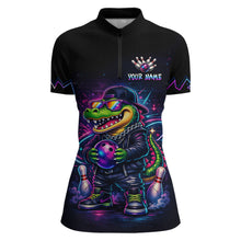 Load image into Gallery viewer, Custom Neon Funny Alligator Bowling Jersey for Women Bowling Tournament Polo &amp; 1/4 Zip Bowling Team Shirts HNT219