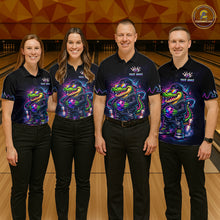 Load image into Gallery viewer, Custom Neon Funny Alligator Bowling Jersey for Men Bowling Tournament Polo &amp; 1/4 Zip Bowling Team Shirts HNT219