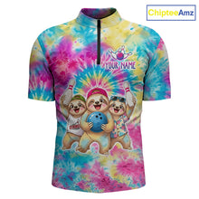 Load image into Gallery viewer, Custom Funny Sloth Bowling Jersey for Men Tropical Tie-Dye Bowling Team Shirts Bowling League HNT306
