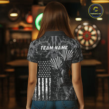 Load image into Gallery viewer, Custom US Flag Darts Shirt for Women Darts Team Jerseys Dart Tournament Polo &amp; 1/4 Zip NNT113