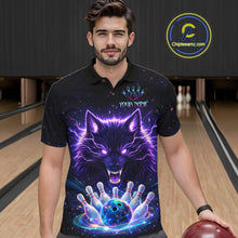Load image into Gallery viewer, Custom Galaxy Wolf Bowling Jersey for Men Bowling Tournament Polo &amp; 1/4 Zip Bowling Team Shirts HNT220
