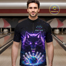 Load image into Gallery viewer, Custom Galaxy Wolf Bowling Jersey for Men Bowling Tournament Polo &amp; 1/4 Zip Bowling Team Shirts HNT220