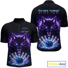 Load image into Gallery viewer, Custom Galaxy Wolf Bowling Jersey for Men Bowling Tournament Polo &amp; 1/4 Zip Bowling Team Shirts HNT220