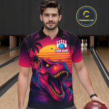 Load image into Gallery viewer, Custom Neon Dinosaur Bowling Jersey for Men Unisex Bowling Shirts for Team Polo &amp; 1/4 Zip HNT241