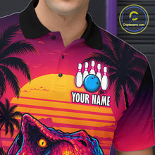 Load image into Gallery viewer, Custom Neon Dinosaur Bowling Jersey for Men Unisex Bowling Shirts for Team Polo &amp; 1/4 Zip HNT241