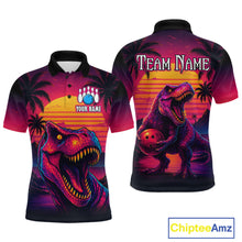 Load image into Gallery viewer, Custom Neon Dinosaur Bowling Jersey for Men Unisex Bowling Shirts for Team Polo &amp; 1/4 Zip HNT241