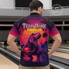 Load image into Gallery viewer, Custom Neon Dinosaur Bowling Jersey for Men Unisex Bowling Shirts for Team Polo &amp; 1/4 Zip HNT241