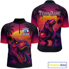 Load image into Gallery viewer, Custom Neon Dinosaur Bowling Jersey for Men Unisex Bowling Shirts for Team Polo &amp; 1/4 Zip HNT241