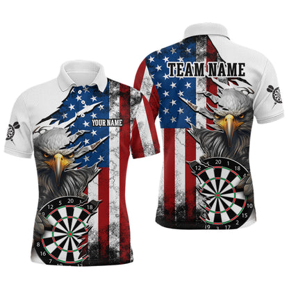 Custom American Flag Eagle Dart Shirts for Men Darts Team Jerseys Polo & 1/4 Zip NNT138