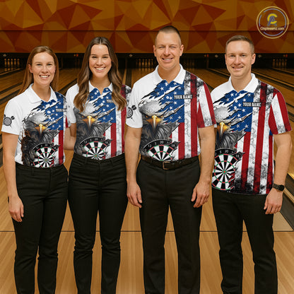 Custom American Flag Eagle Dart Shirts for Women Darts Team Jerseys Polo & 1/4 Zip NNT138