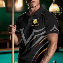 Load image into Gallery viewer, Custom Black and Gold 9 Ball Pool Billiard Shirt for Men Polo &amp; 1/4 Zip Billiard Team Jerseys NNT158