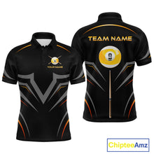 Load image into Gallery viewer, Custom Black and Gold 9 Ball Pool Billiard Shirt for Men Polo &amp; 1/4 Zip Billiard Team Jerseys NNT158