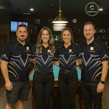 Load image into Gallery viewer, Custom Black and Gold 9 Ball Pool Billiard Shirt for Men Polo &amp; 1/4 Zip Billiard Team Jerseys NNT158