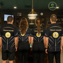 Load image into Gallery viewer, Custom Black and Gold 9 Ball Pool Billiard Shirt for Men Polo &amp; 1/4 Zip Billiard Team Jerseys NNT158