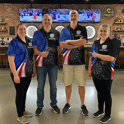 Custom US Flag Dart Shirt For Men, Patriotic Dart Jersey Dart Tournament Retro Darts Board NNT117