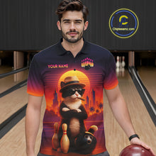Load image into Gallery viewer, Custom Funny Cat Bowling Jersey for Men Bowling League Bowling Team Shirts Polo &amp; 1/4 Zip HNT197