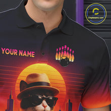 Load image into Gallery viewer, Custom Funny Cat Bowling Jersey for Men Bowling League Bowling Team Shirts Polo &amp; 1/4 Zip HNT197