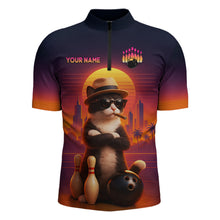 Load image into Gallery viewer, Custom Funny Cat Bowling Jersey for Men Bowling League Bowling Team Shirts Polo &amp; 1/4 Zip HNT197