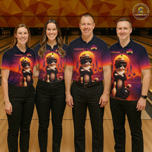 Load image into Gallery viewer, Custom Funny Cat Bowling Jersey for Men Bowling League Bowling Team Shirts Polo &amp; 1/4 Zip HNT197