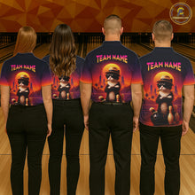 Load image into Gallery viewer, Custom Funny Cat Bowling Jersey for Men Bowling League Bowling Team Shirts Polo &amp; 1/4 Zip HNT197