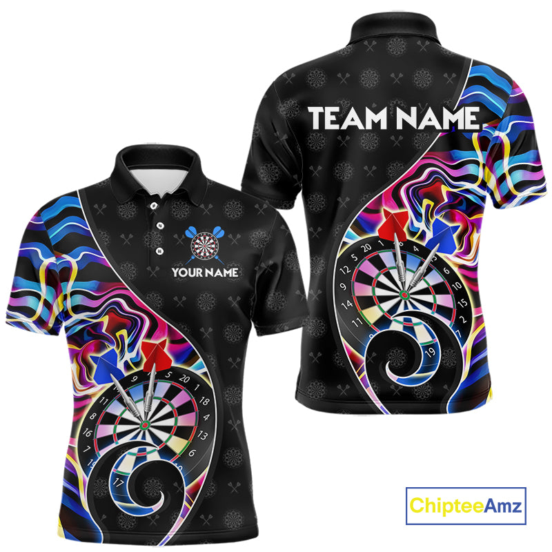 Custom Blue Neon Wave Darts Shirt for Men Darts Team Jerseys Dartboard Shirt NNT295