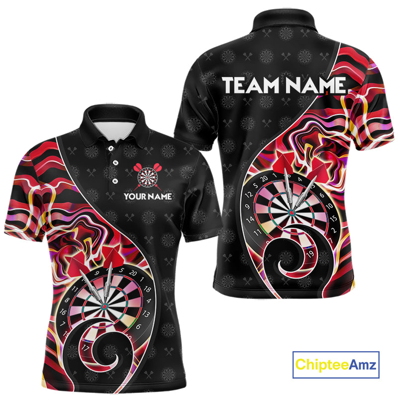 Custom Red Neon Wave Darts Shirt for Men Darts Team Jerseys Dartboard Shirt NNT295