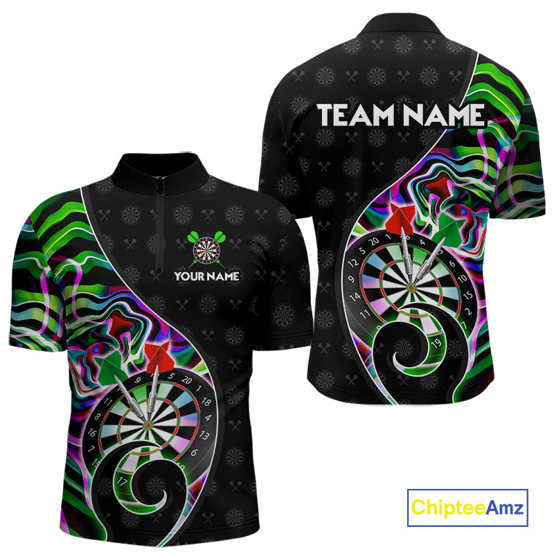 Custom Green Neon Wave Darts Shirt for Men Darts Team Jerseys Dartboard Shirt NNT295