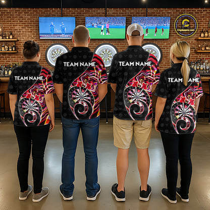 Custom Red Neon Wave Darts Shirt for Men Darts Team Jerseys Dartboard Shirt NNT295