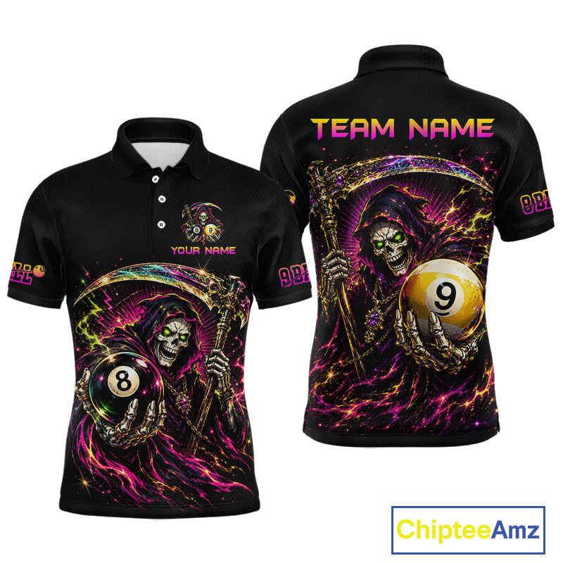 Custom Grim Reaper 8 Ball & 9 Ball Billiard Shirt for Men Billiard Team Jersey Billiard League NNT189
