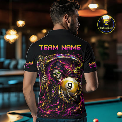 Custom Grim Reaper 8 Ball & 9 Ball Billiard Shirt for Men Billiard Team Jersey Billiard League NNT189