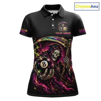 Custom Grim Reaper 8 Ball & 9 Ball Billiard Shirt for Women Billiard Team Jersey Billiard League NNT189