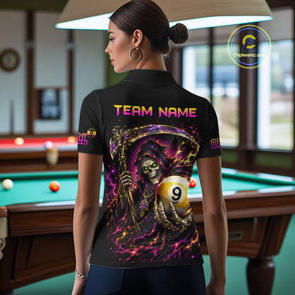 Custom Grim Reaper 8 Ball & 9 Ball Billiard Shirt for Women Billiard Team Jersey Billiard League NNT189