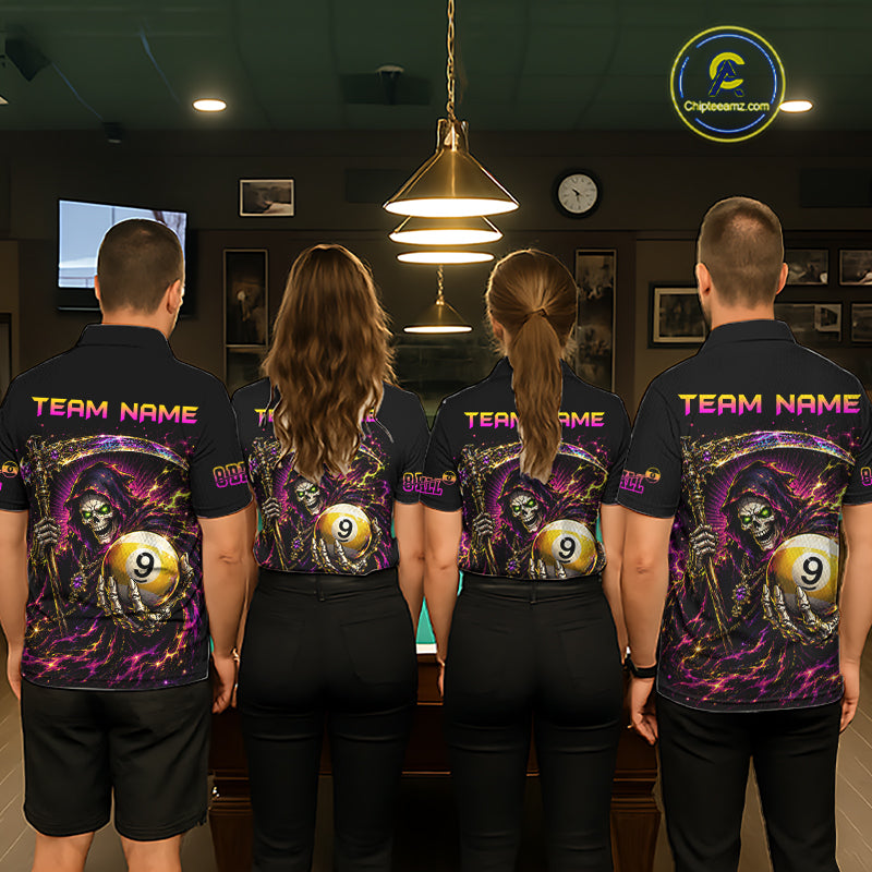 Custom Grim Reaper 8 Ball & 9 Ball Billiard Shirt for Women Billiard Team Jersey Billiard League NNT189