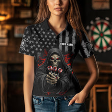 Load image into Gallery viewer, Custom American Flag Grim Reaper Dart Shirt Dart Team Jersey for Women Dartboard Shirts NNT177