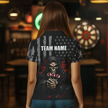 Load image into Gallery viewer, Custom American Flag Grim Reaper Dart Shirt Dart Team Jersey for Women Dartboard Shirts NNT177