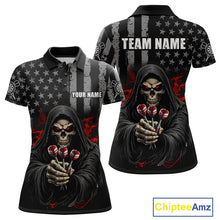 Load image into Gallery viewer, Custom American Flag Grim Reaper Dart Shirt Dart Team Jersey for Women Dartboard Shirts NNT177