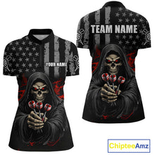 Load image into Gallery viewer, Custom American Flag Grim Reaper Dart Shirt Dart Team Jersey for Women Dartboard Shirts NNT177