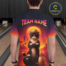 Load image into Gallery viewer, Custom Funny Cat Retro Bowling Jersey for Men Bowling Polo &amp; 1/4 Zip Bowling Team Shirts HNT199