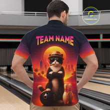 Load image into Gallery viewer, Custom Funny Cat Retro Bowling Jersey for Men Bowling Polo &amp; 1/4 Zip Bowling Team Shirts HNT199