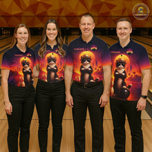 Load image into Gallery viewer, Custom Funny Cat Retro Bowling Jersey for Men Bowling Polo &amp; 1/4 Zip Bowling Team Shirts HNT199