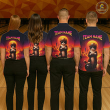 Load image into Gallery viewer, Custom Funny Cat Retro Bowling Jersey for Men Bowling Polo &amp; 1/4 Zip Bowling Team Shirts HNT199