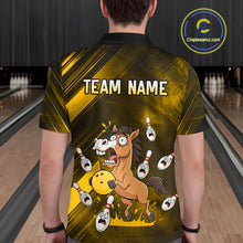 Load image into Gallery viewer, Custom Yellow Funny Horse Bowling Jersey for Men Bowling Team Shirts Bowling Tournament HNT184