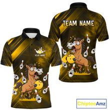 Load image into Gallery viewer, Custom Yellow Funny Horse Bowling Jersey for Men Bowling Team Shirts Bowling Tournament HNT184