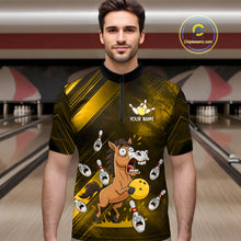 Load image into Gallery viewer, Custom Yellow Funny Horse Bowling Jersey for Men Bowling Team Shirts Bowling Tournament HNT184