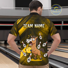 Load image into Gallery viewer, Custom Yellow Funny Horse Bowling Jersey for Men Bowling Team Shirts Bowling Tournament HNT184