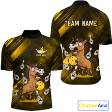 Load image into Gallery viewer, Custom Yellow Funny Horse Bowling Jersey for Men Bowling Team Shirts Bowling Tournament HNT184