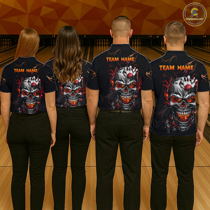 Thunder Bowling Jerseys Men Polo & 1/4 Zip Shirt Skull Bowling Shirt for Men HNT01