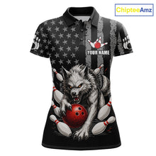 Load image into Gallery viewer, US Flag Wolf Bowling Shirts for Women Custom Wolf Bowling Team Jersey Bowling League HNT285